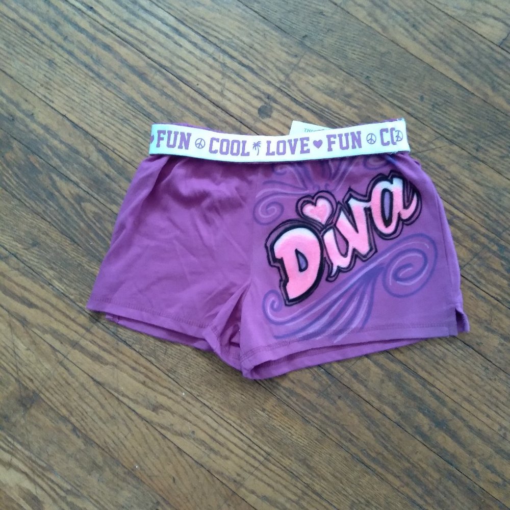 purple magenta diva kids shorts